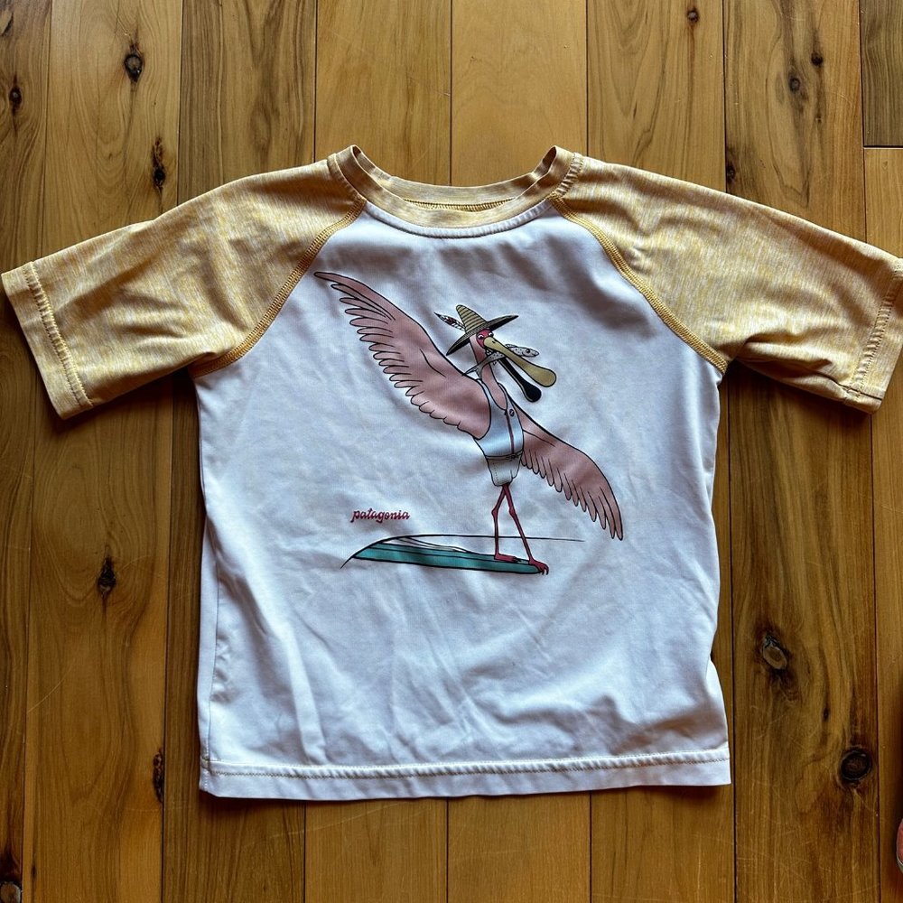 Patagonia Little Kids Cap Cool T-Shirt Spoonbill Cheater 4T GUC